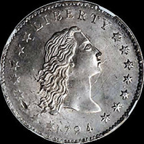 Серебряную монету в один доллар, отчеканенную в 1794 году, продали с аукциона за 1,2 миллиона долларов