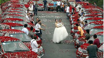 Житель китая подарил своей невесте на свадьбу 99 999 живых алых роз
