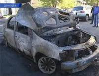Донецк сожгли авто Дорожный контроль
