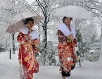 Япония снегопад