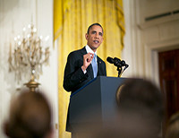 Барак Обама во время пресс-конференции