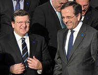 Глава Еврокомиссии Жозе Мануэл Баррозу и премьер-министр Греции Антонис Самарас