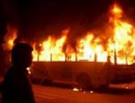 На&nbsp;Черкасчине сожгли автобус с&nbsp;крымскими &laquo;титушками&raquo; (фото, видео)