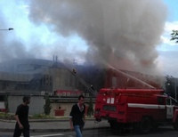 Пожар в ледовом дворце в Донецке