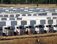 Российские грузовики на границе с Украиной
