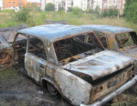 сгоревшие машины