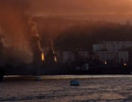 В Севастополе горел российский военный корабль (видео)