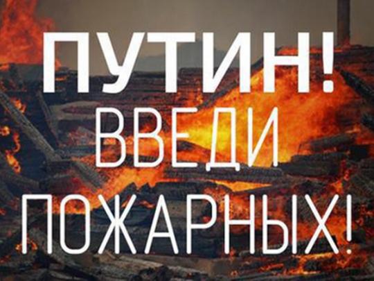 плакат пожары Путин