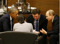 Барак Обама и Владимир Путин беседуют в Анталье