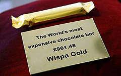 В лондонские магазины поступили в продажу съедобные золотые шоколадные батончики стоимостью более полутора тысяч долларов