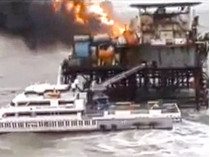пожар нефтяная платформа Каспийское море