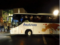 Автобус с беженцами в Берлине