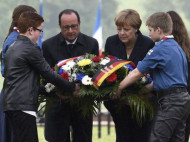 Меркель и Олланд приняли участие в мероприятиях, посвященных 100-летию "Верденской мясорубки"