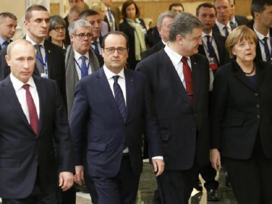 Ангела Меркель, Франсуа Олланд, Петр Порошенко и Владимир Путин