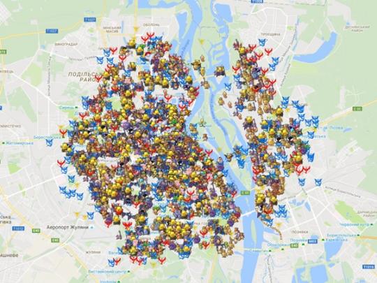 Появилась карта покемонов, доступных в Киеве