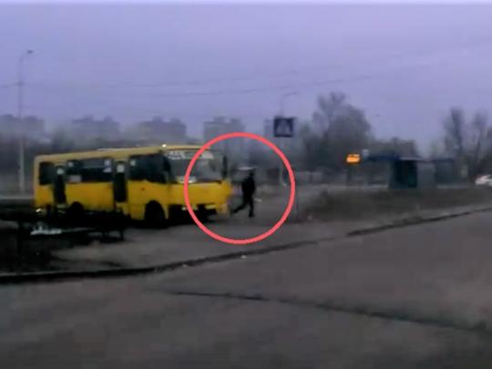 погоня за угнанной маршрутной в Киеве