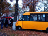 В центре Полтавы маршрутка въехала в дерево, пострадали водитель и два пассажира (фото)