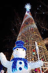 Главным чудом на празднике в днепропетровске стала 14-метровая светодиодная елка, на которой вместо зеленых веток&nbsp;— мигающие серебряные шарики