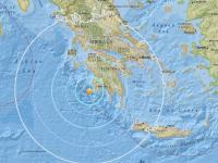 Карта Греции с эпицентром землетрясения
