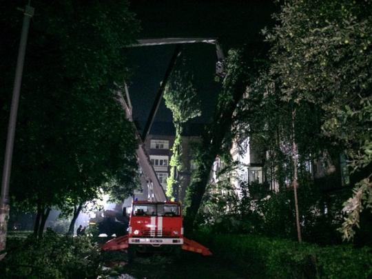 В Киеве тополь упал на дом
