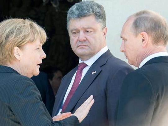 Путин, Меркель и Порошенко