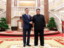 Лидеры КНДР Ким Чен Ын и Южной Кореи Мун Чжэ.
