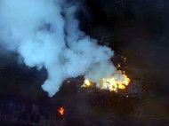 Пожар на складах в Ичне: появилось яркое видео с высоты птичьего полета