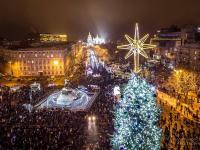 Новый год у елки на Софийской площади в Киеве