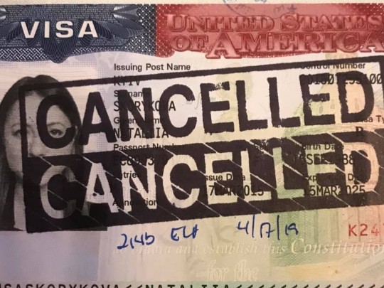 Аннулированная американская виза 