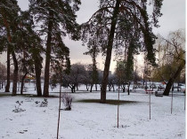 Снег в Киеве, утро 27 марта