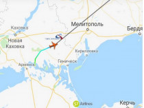 Карта полета самолета РФ над территорией Украины
