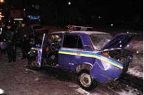 В киеве в результате наезда иномарки на милицейский автомобиль пострадали пять человек, в том числе двое гаишников