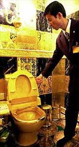 В туалете одного из ювелирных салонов гонконга находится самый дорогой в мире золотой унитаз стоимостью 4,8 миллиона долларов