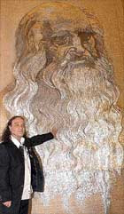 Портрет леонардо да винчи площадью 8 квадратных метров, сделанный из гвоздей, попал в книгу рекордов гиннесса