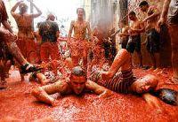 На празднике томатина 40 тысяч человек за час забросали друг друга 130 тоннами спелых помидоров