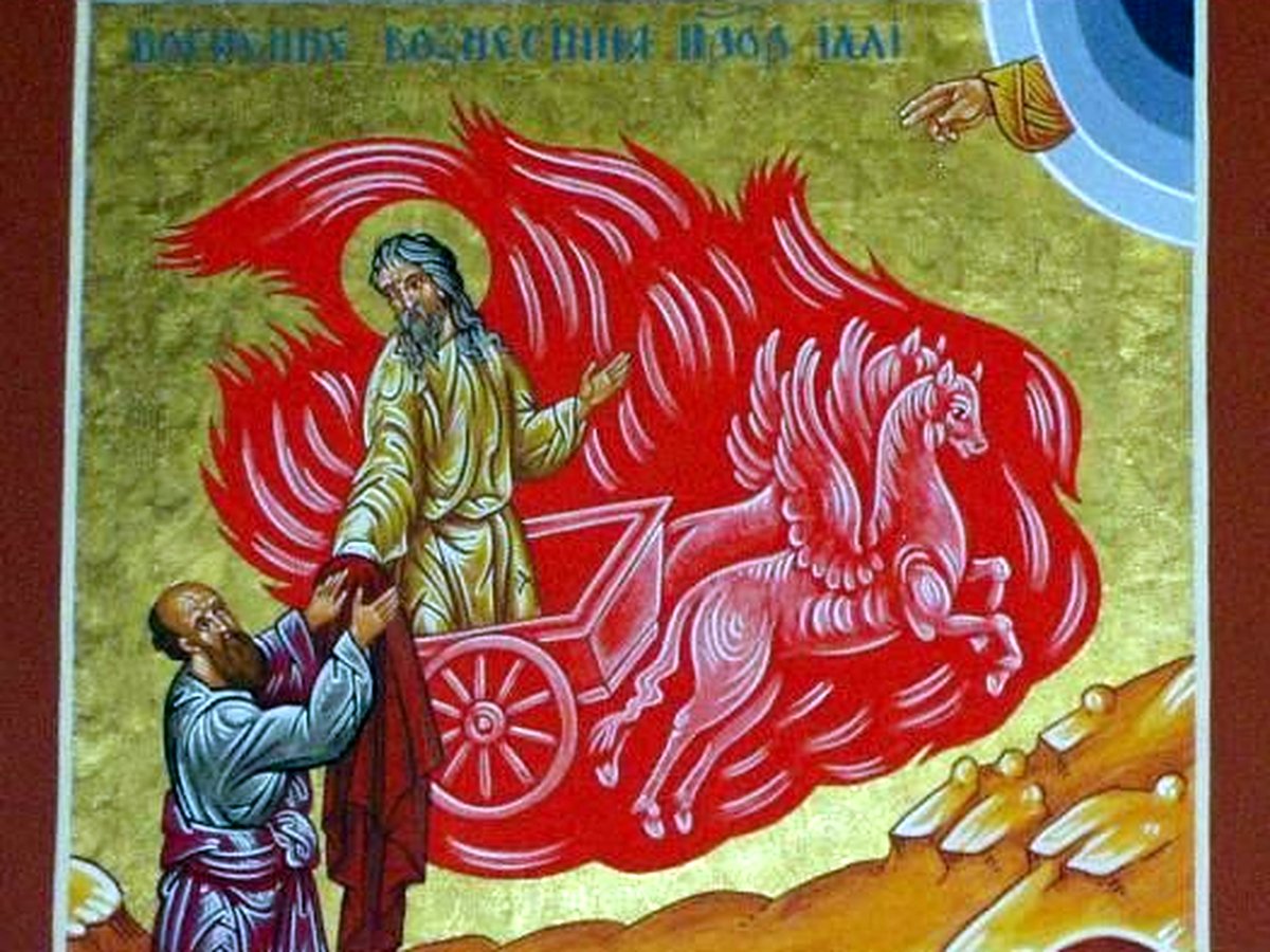 Пророк Илия на огненной колеснице икона