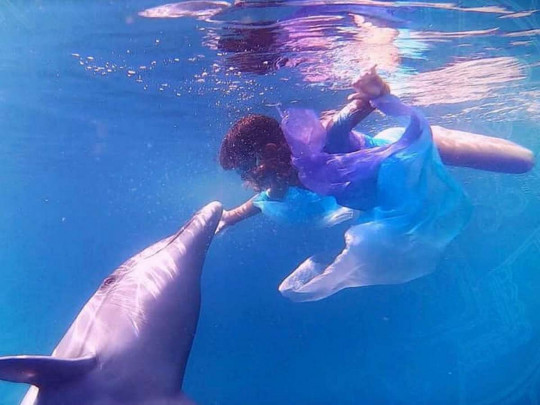 Каролина Томилина с дельфином