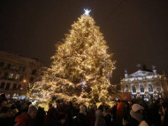 Во Львове установили новогоднюю елку: в сеть попало фото