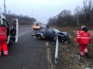 На Житомирской трассе под Киевом отбойник насквозь прошил легковушку: понадобилась помощь спасателей (фото 18+)