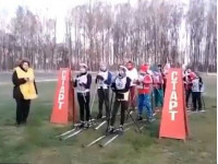 Забег по траве на лыжах