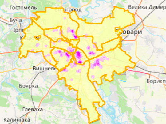 карта коронавируса в Киеве