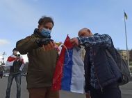 На&nbsp;Майдані спалили прапор Росії