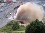 В&nbsp;Киеве забил новый &laquo;гейзер-фонтан&raquo;: на&nbsp;Демеевке прорвало трубу с&nbsp;водой