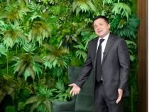 Зеленский в кабинете на фоне искусственных джунглей