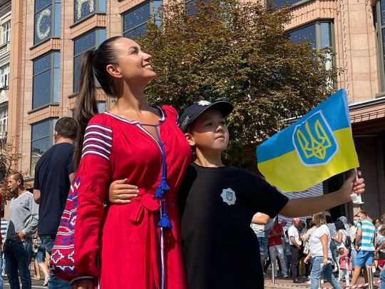 Ганна Оліцька із сином