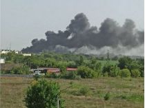 Пожар на базе россиян в Новой Каховке