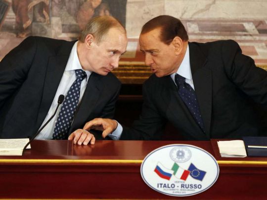 Сільвіо Берлусконі та володимир путін