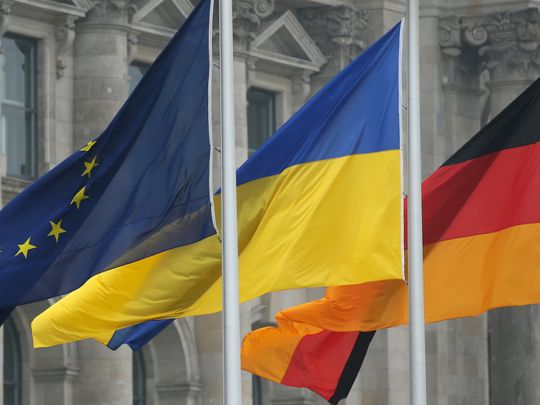 Прапори ЄС, України та Німеччини