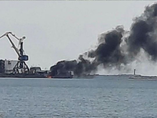 Пожар в Бердянском морском порту, архивное фото