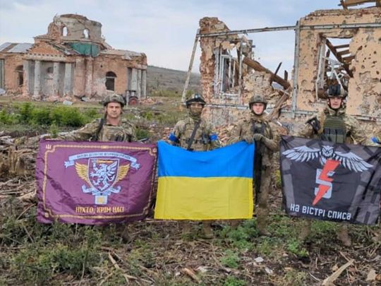 Бойцы Сил обороны Украины в Клещиевке